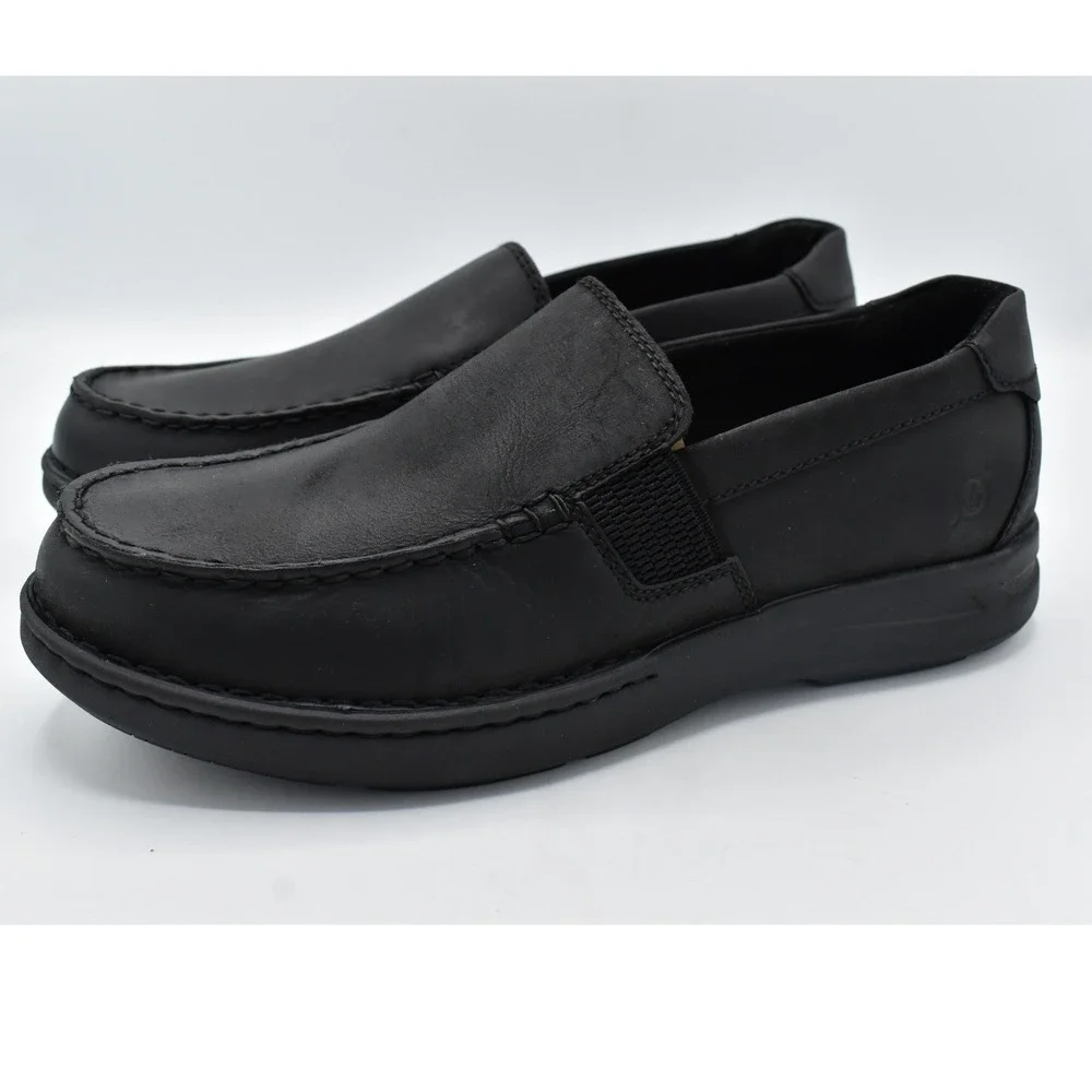 Born Mariner Loafers Mens 10.5 Black Full Grain Leather Slip On Moc Toe Shoe NEW